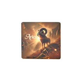 Wooden Fridge Magnet Aries Zodiac Ram Design with Mountain Background (mag-kf25-1294)
