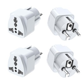 VIEVRE Pack of 4 Travel Adapters, Universal Adapter, China Germany Plug, Universal EU Adapter, Plug Adapter, Adapter Socket for USA, UK, Thailand, Switzerland, China, Italy, etc., White