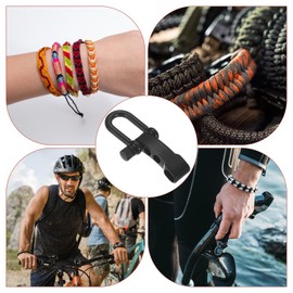TIXIPEM Paracord Bracelet Shackle Buckle [4PCS] - Adjustable Metal U Bow Shackle Use for Survival Bracelets Belt & Outdoor Rope - [Black-Round Head] Screw Pin Anchor Buckles