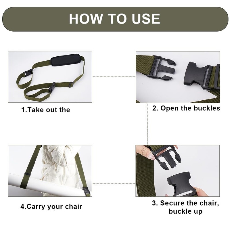 GORGECRAFT Adjustable Carrying Strap Beach Chair Backpack Anti-Slip Shoulder Carry