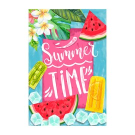 Morigins Summer Time Popsicles and Ice Double Sided House Flag Watermelon Garden Banner 12.5x18 inch