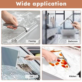 Duschabzieher, 25,4 cm, Edelstahl, Badezimmerabzieher für Dusche, leichter Fensterabzieher mit Saugnapf, Duschreiniger-Werkzeug für Fenster, Fliesenoberfläche, Spiegel, Duschtür