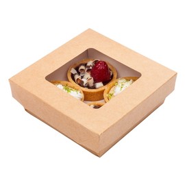 Restaurantware Cafe Vision 13 Ounce Dessert Boxes With Window 25 Sturdy Baking Boxes - Detachable Lid Greaseproof Kraft Paper Strawberry Gift Boxes For Desserts And Snacks