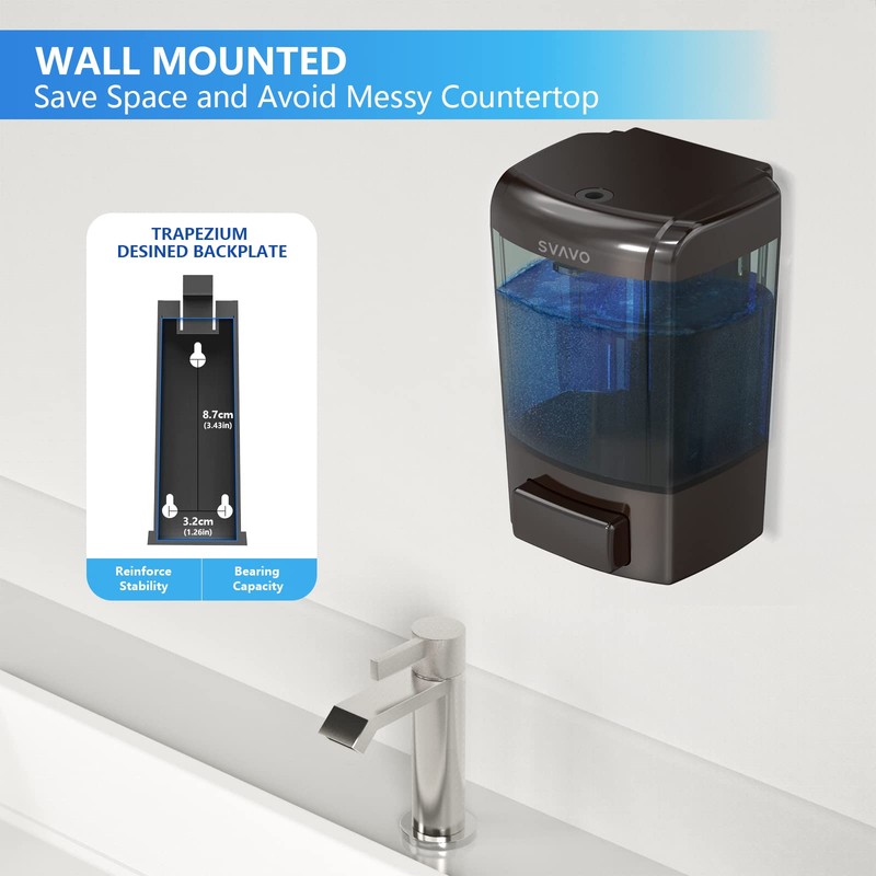 SVAVO Wall Mounted Soap Dispenser Kitchen Bathroom Manual Soap Dispenser