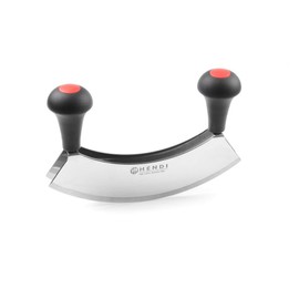 HENDI Wiegemesser, Doppelklinge, Kräutermesser, Geschirrspülmaschinengeeignet, 215mm, Edelstahl/Polypropylen