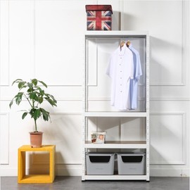 DIY Steel 4-Tier Assembly Rack (1200x500x2400) with Assembly Hammer White