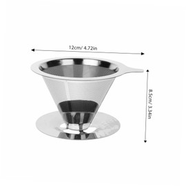 KICHOUSE Stainless Filter with Mesh Dual Layer Design for Drip Coffee and Tea Reusable Easy to Clean Elegant Funnel Shape for Home Brewing