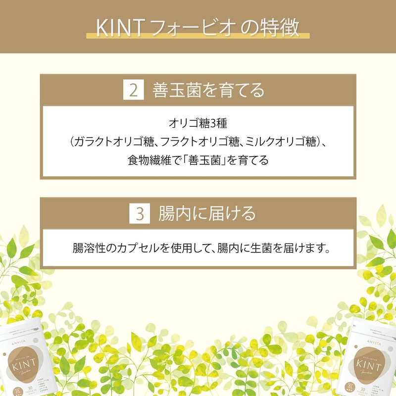 キント（KINT）フォービオ 納豆菌、乳酸菌・ビフィズス菌20種、酪酸菌、オリゴ糖３種、食物繊維、プロバイオティクス、プレバイオティクス
