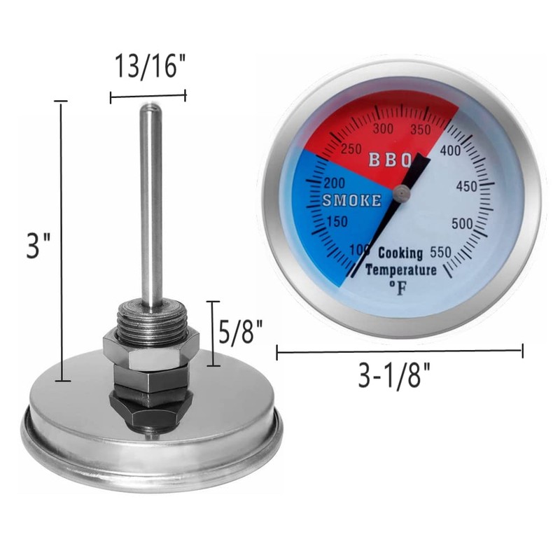 2 Pack BBQ Grill Temperature Gauge, 3 inch Dial Face