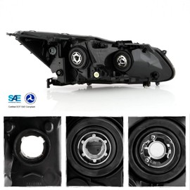 AKKON - Fits 2016-2017 Honda Accord EX EX-L SE Sport Halogen Type [LED DRL Models] Projector Chrome Headlight Passenger Right