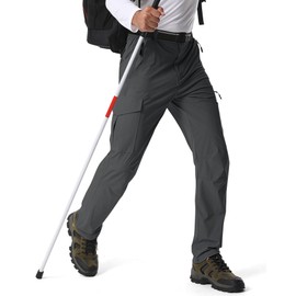 Mens Hiking Pants,Light Weight Cargo Outdoor Breathable with 6 Pockets, Summer Casual Quick Dry Waterproof Fishing Pants Dark Grey