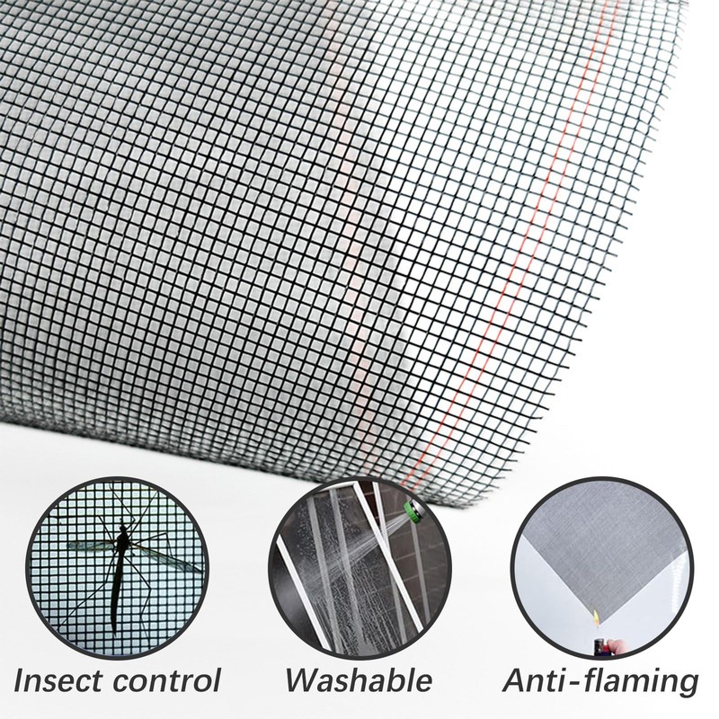 Screen Door Repair Kit, Screen Door Mesh Replacement Kit, Black