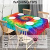 Beabes Rectangle Tablecloth Tie Dye,Rainbow Spiral Tie Dye Stain-Resistant Table