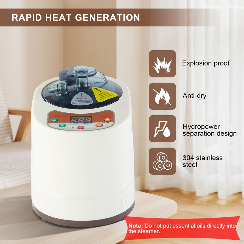 Smartmak Portable Home Sauna Steamer, 2L 900W Steam Generator, Lightweight