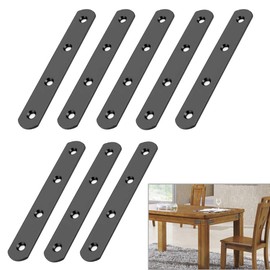 Sumnacon 8 Pcs Stainless Steel Flat Plates - 5 Inch Heavy Duty Mending Plate Straight Corner Brace Brackets Connector Furniture Repair Fixing Joint with Screws, Black