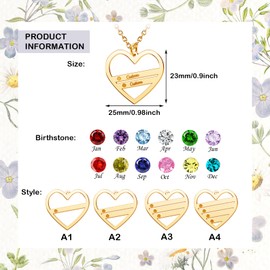 CLY Jewelry Silver Custom Heart Nameplaed Pendant Necklaces With Birthstone Birthday Necklace Personlalized Name Necklaces for Women