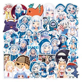 50Pcs Hololive vtuber Stickers Vinyl Waterproof Stickers for Laptop,Bumper,Water Bottles,Computer,Phone Car Stickers and Decals,Teens for Adults and car Stickers for Women (Gawr Gura)
