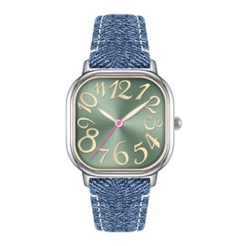 Asan Ge 32MM Women's Watch 3ATM Waterproof and Wear-Resistant, Color Watch is Easy-to-Read with Arabic, Which is Suitable for Lady with Wrists of 5-7 Inches and The Elderly (Denim Blue, PU Leather)