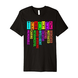 Teacher Loving Caring School Gift Teacher Appreciation Gifts Premium T-Shirt