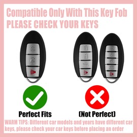 Rayslesan Key Fob Cover with Leather Holder Compatible with Airtag/RFID,Compatible with Nissan Rogue Armada Pathfinder Versa Juke Quest Sentra,RFID Protector,Car Key Accessories(3-Button, Silver)