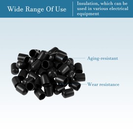 QUARKZMAN Pack of 50 Thread Protection Flexible Waterproof Rubber End Caps 13 mm for Furniture and Kitchen and Industry Black