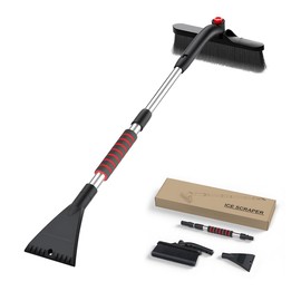 35" Snow Brush and Ice Scraper,2 in 1 Extendable Snow Removal for Cars with Foam Grip and 360° Pivoting Brush Head,Snow Cleaner for Car Windshield Suitable for All Cars, Trucks, Pickups,SUV