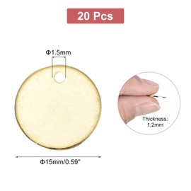 sourcing map 20Pcs Stainless Steel Blank Stamping Tag Engraved Stainless Steel Round Charm Pendant with Holes 15mm/0.59" Gold for Pendant Bracelet Necklace Jewelry Making Earring