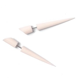 81stgeneration Women's Men's White Bone 50 mm Fake Taper Stretcher Plug Spike Tribal Earrings