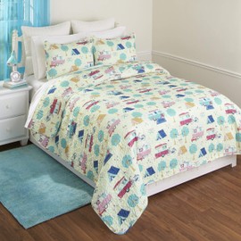 The Lakeside Collection Retro Glamping Lifestyle Full/Queen Bed Quilt Set with 2 King Pillow Shams