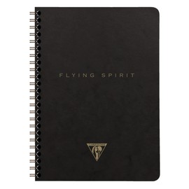 Clairefontaine 102566C Flying Spirit Notebook with Inner Pockets and Spiral Bound Lined 60 Sheets DIN A5 14.8 x 21 cm Pack of 1 Black with Assorted Designs