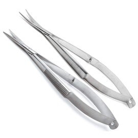 Castroviejo Straight & Curved Scissors Sharp/Sharp 4.5" Micro Stainless Steel Premium 2 Pcs Instruments