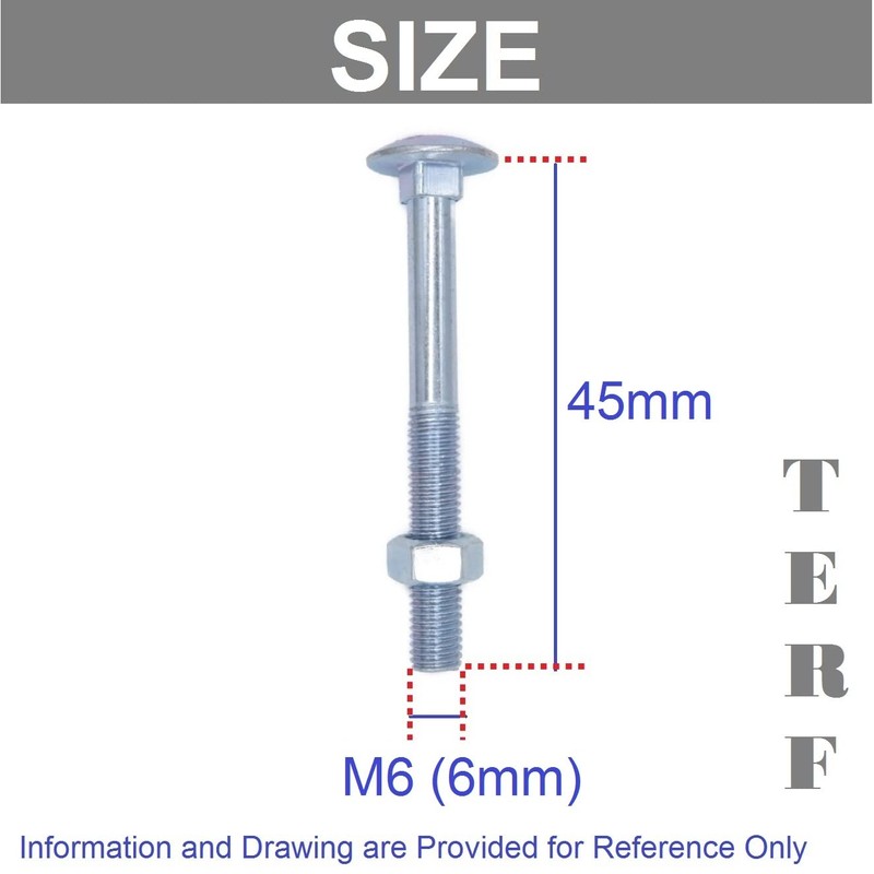 TERF® M6 X 45mm Cup Square Carriage Bolt and Nut