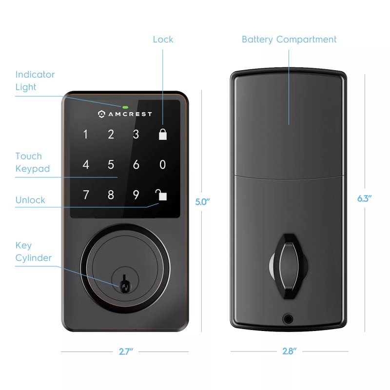 Amcrest Smart Lock ADL220-B Digital Keypad Automatic Motorized Locking Deadbolt