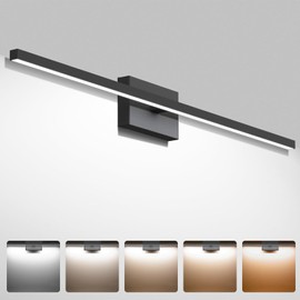 NIORSUN 39.4 inch Black Bathroom Vanity Light, 24W 5CCT Dimmable LED Bathroom Lighting Fixtures Over Mirror, Modern Vanity Lights for Bathroom Restroom Mirror- ETL Certified