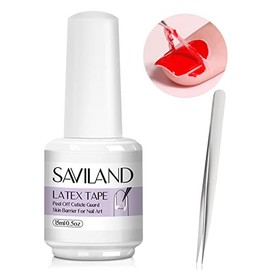 Saviland Látex líquido para uñas, 15 ml, barrera de esmalte de uñas, cinta de látex para uñas, protector de cutículas, protector de barrera para la piel, esmalte de gel con pinzas para salón de uñas, hogar y bricolaje