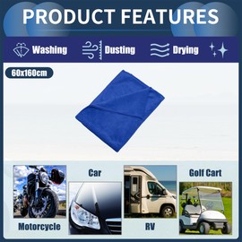 INFINAUTO Cleaning Cloths Towel,Car Drying Plush Cloth Absorbent Microfiber Blue,1pcs 420g/㎡ 60x160cm