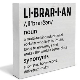 Librarian Definition Wood Box Sign Decor Desk Sign Library Worker Wooden Box Block Sign Rustic Home Library Shelf Wall Decoration Librarian Appreciation Gift