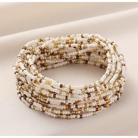 ChungLong0593 18Pcs Handmade Bohemian Multilayer Colorful Seed Beaded Stretch Stackable Bracelet Anklets Women's Summer Beach Vacation Jewelry Party Gift-brown