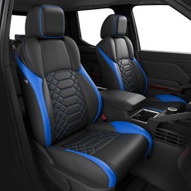 Tacoma Seat Covers for Toyota Tacoma 2024 2025 Double Cab, SR, SR5, TRD Sport, TRD Off-Road, Faux Leather Full Set Pickup Truck Seat Covers BlackBlue