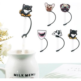 1 Piece Cute Drinking Straw Caps Cover for 6-8 mm Reusable Drinking Straw Tips Lids Dust-Proof Straw Plugs Dog Cat Shape Straw Protector Disposable Drinking Straws