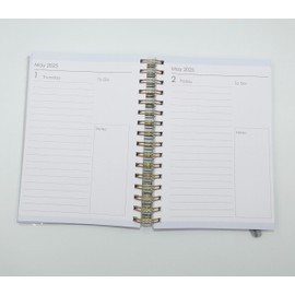 Sixstore 2025 Diary A5 Day to Page Diary Wiro Bound A5 DAP Diary, Day A Page Desk Diary with Elastic Closure Band, Red