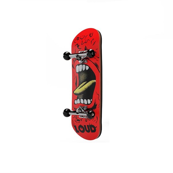 Professional Finger Skateboard, Red Design with LOUD Graphic, Maple Panel