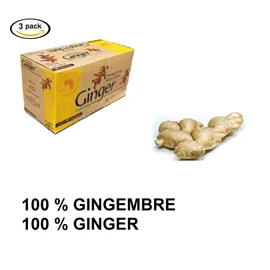 100% Natural Ginger Tea: Set of 3 Ginger Infusion Boxes | Ginger Herbal Tea Tisane | 100% Natural | 3 x 25 Filter Bags of 1.6 g