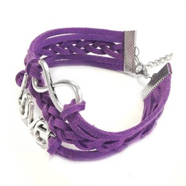 Wrapables Vintage Leather Rope Infinity Bracelet – Purple, Love, Infinity
