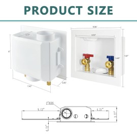 Washing Machine (Laundry) Outlet Box, Center Drain/Side Drain, Niikappu 1/2 Inch Pex Crimp Inlet x 3/4 Inch MHT Outlet Connection, Regular
