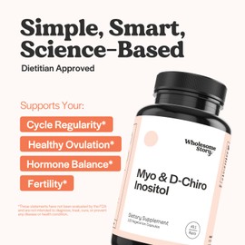 Wholesome Story Myo-Inositol & D-Chiro Inositol Supplement for Women | Fertility Supplements for Hormonal Balance & Ovarian Health Support | Myoinositol | Ideal 40:1 Ratio | 30 Servings