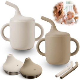 Vaso Entrenador Para Infante De Silicona De Grado Alimenticio - Con Pico De Pato Y Pajita Suave Libre De Bpa Apto Para El Entrenamiento De Infante Y N