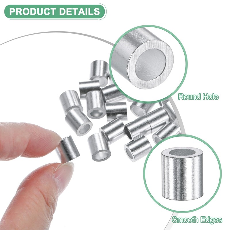 M METERXITY Pack of 25 Aluminum Crimp Loop Sleeves 5mm