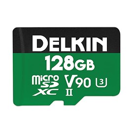 Delkin Devices - Tarjeta Micro SD de 128 GB UHS-II (U3/V90) - 300 MB/s de Lectura, 250 MB/s de Escritura, 8K, 4K, 3D, HDR, grabación de 360º | Tarjeta Micro SD de 128 GB con Adaptador SD