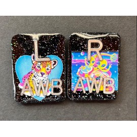 90's Baby Xray Markers, With 2 or 3 Initials, Glitter, Rectangle, Leopard & Alien, Animal Print, Lisa Frank
